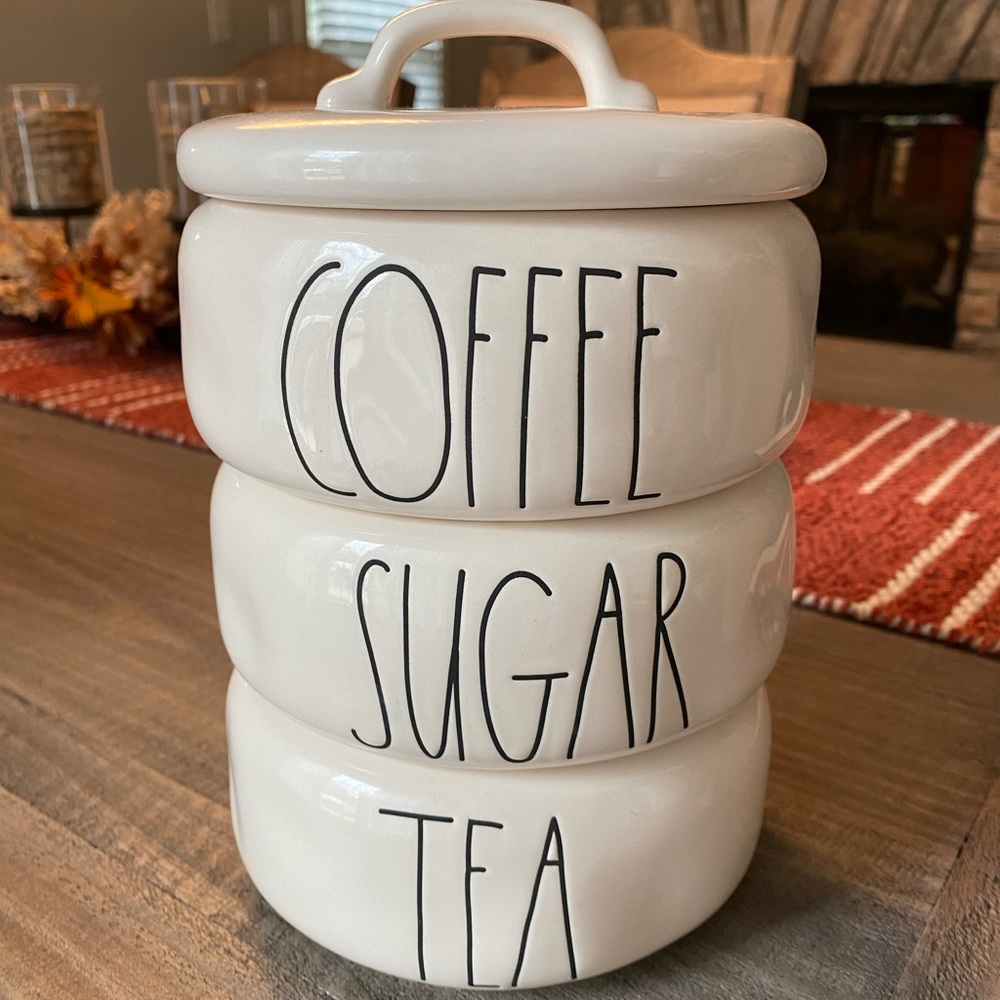 Rae Dunn ceramic 3 in 1 container.